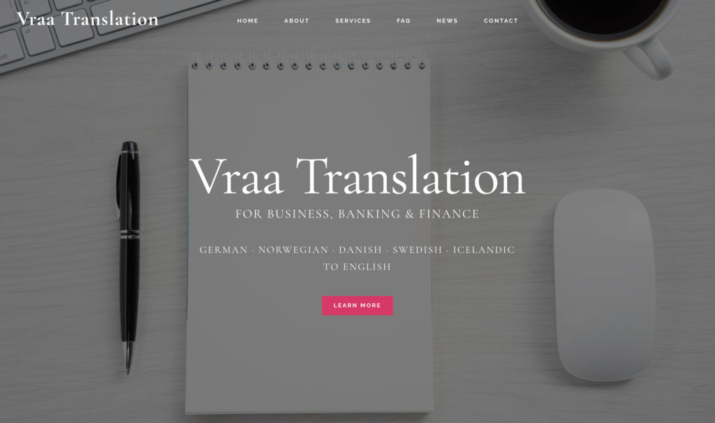 Screenshot of Vraa Translation Hompage